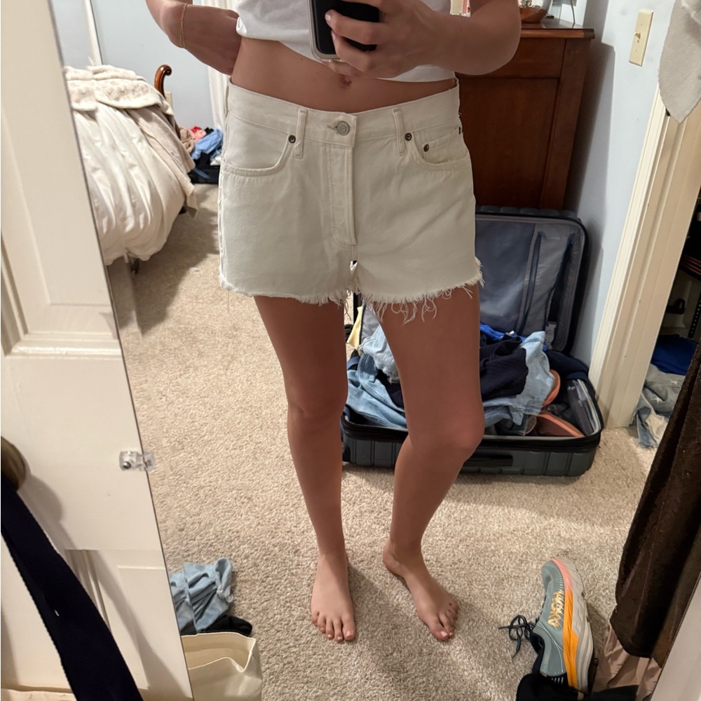 Agolde Parker White Denim Shorts